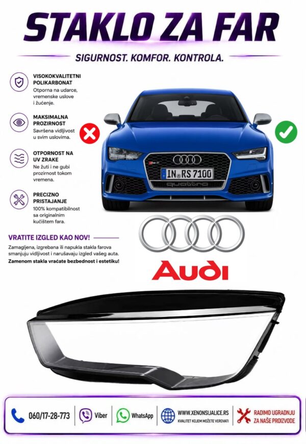 STAKLO FARA AUDI A7 14-19 STAKLO ZA FAR
