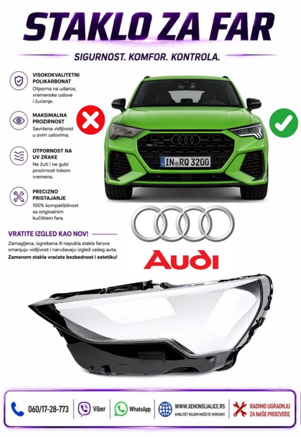 STAKLO FARA AUDI Q3 19-24 STAKLO ZA FAR