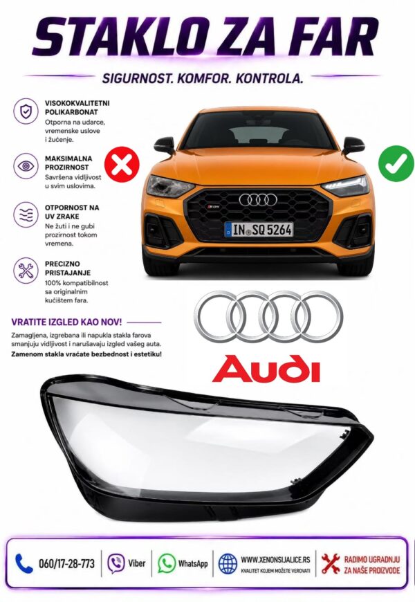 STAKLO FARA AUDI Q5 20-24 STAKLO ZA FAR