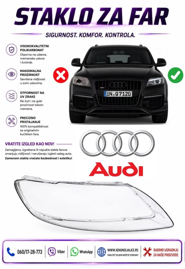 STAKLO FARA AUDI Q7 7L 06-15 STAKLO ZA FAR