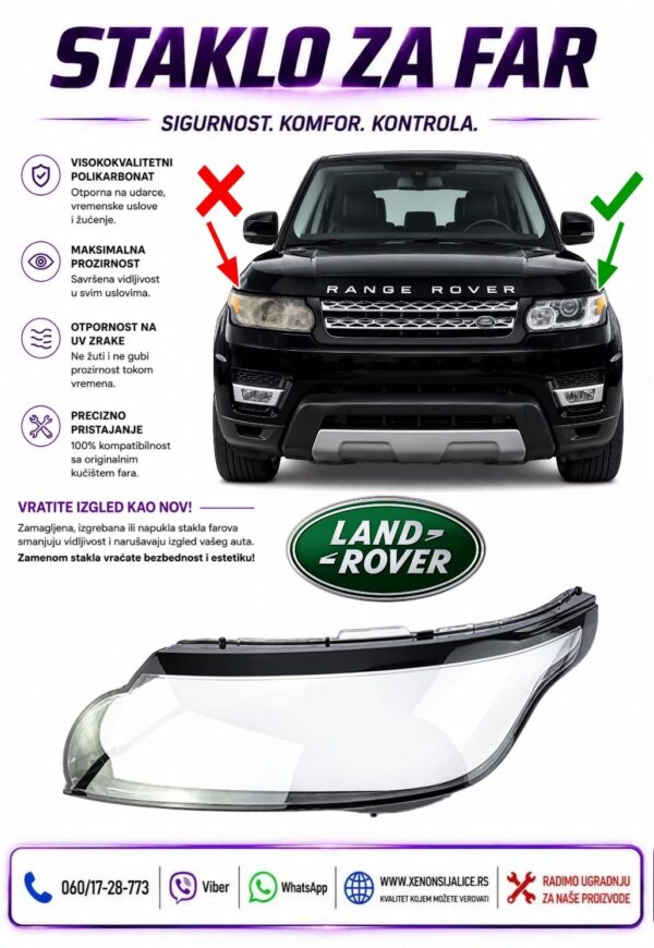 STAKLO FARA LAND ROVER RANGE ROVER SPORT 13-18 STAKLO ZA FAR