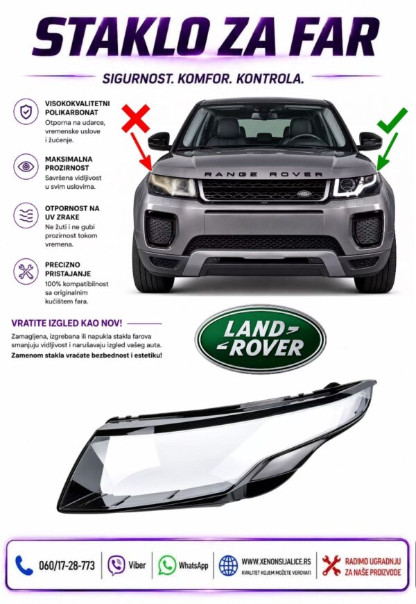 STAKLO FARA LAND ROVER RANGE ROVER EVOQUE 11-19 STAKLO ZA FAR