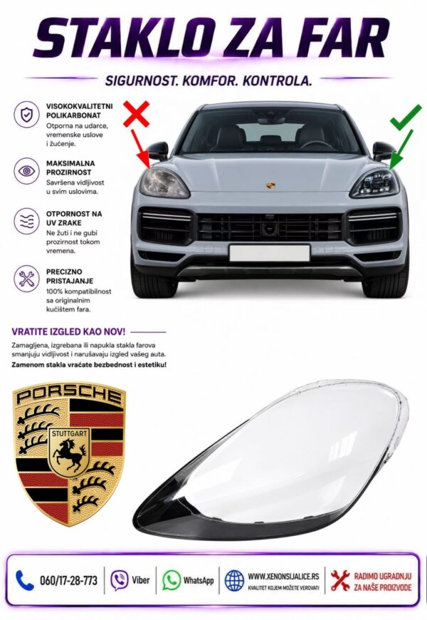 STAKLO FARA PORSCHE CAYENNE 18-23 STAKLO ZA FAR