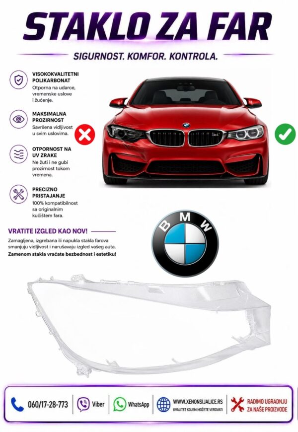 STAKLO FARA BMW 3 GT F34 16-20 STAKLO ZA FAR