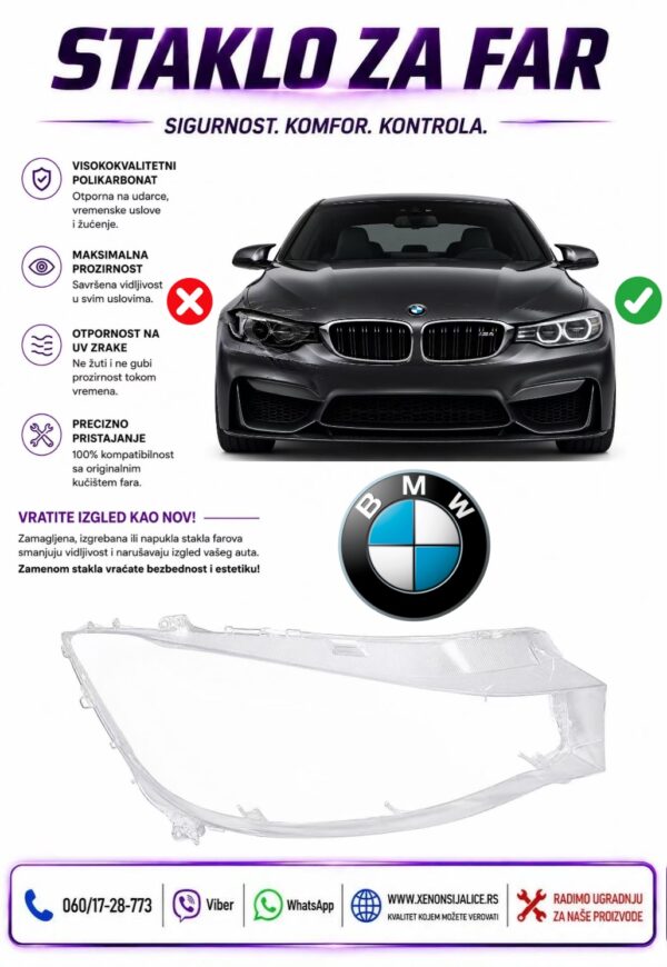 STAKLO FARA BMW 3 GT F34 13-16 STAKLO ZA FAR