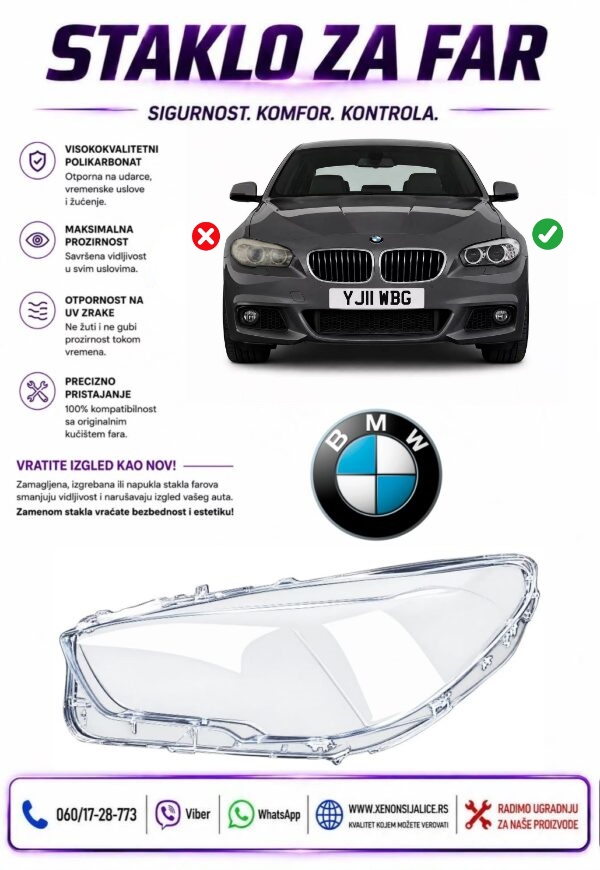STAKLO FARA BMW 5 GT F07 10-17 STAKLO ZA FAR