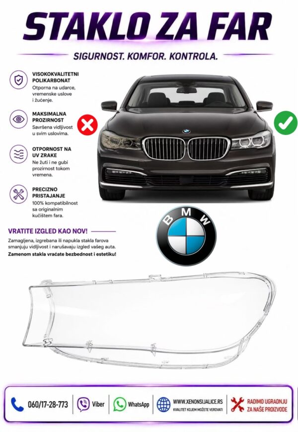 STAKLO FARA BMW 7 G11-G12 15-19 STAKLO ZA FAR