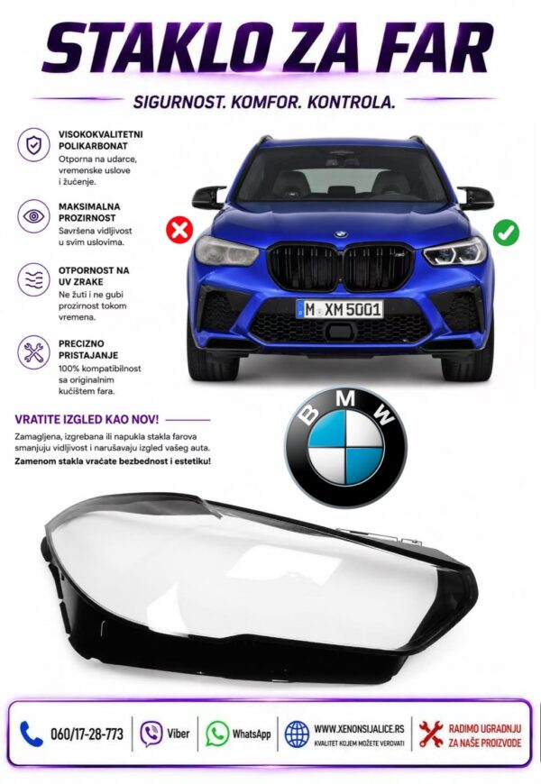 STAKLO FARA BMW X5 G05 18-23 STAKLO ZA FAR