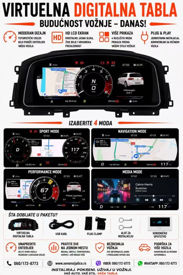 VIRTUELNA DIGITALNA TABLA VW GOLF 7