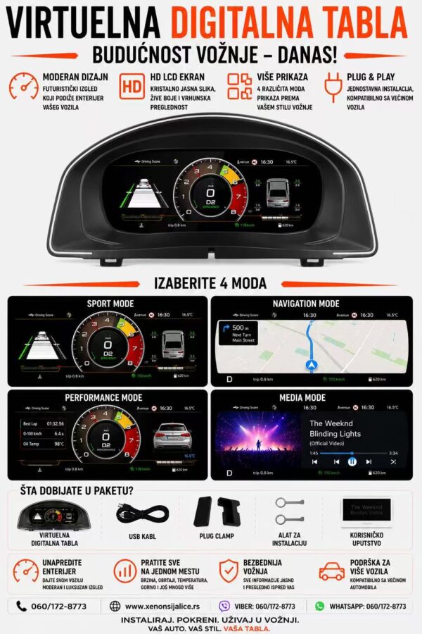VIRTUELNA DIGITALNA TABLA VW SCIROCCO 09-16