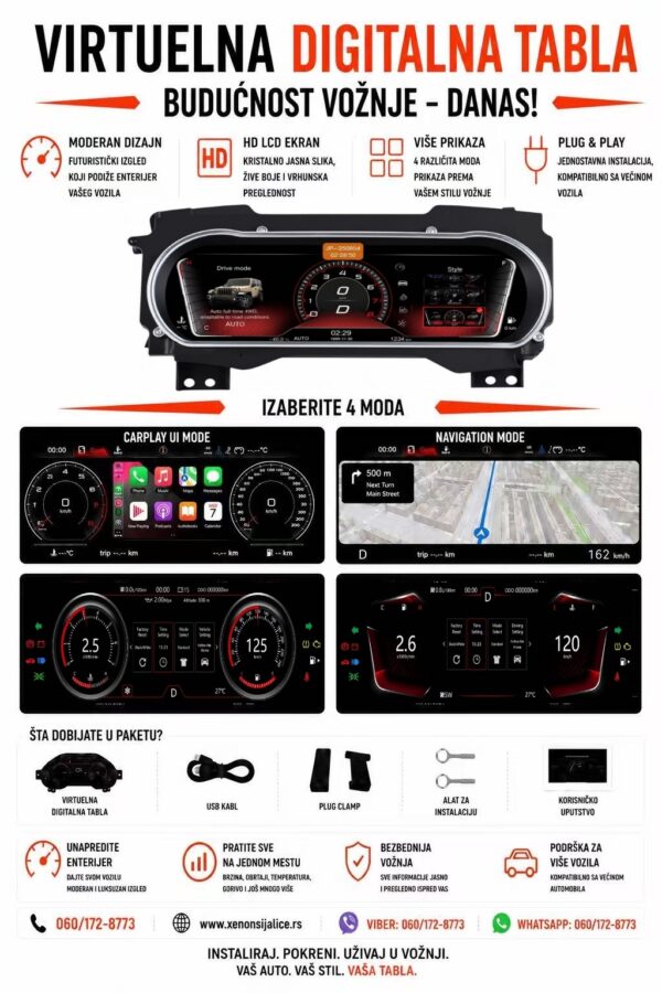 VIRTUELNA DIGITALNA TABLA JEEP WRANGLER 2018-2022