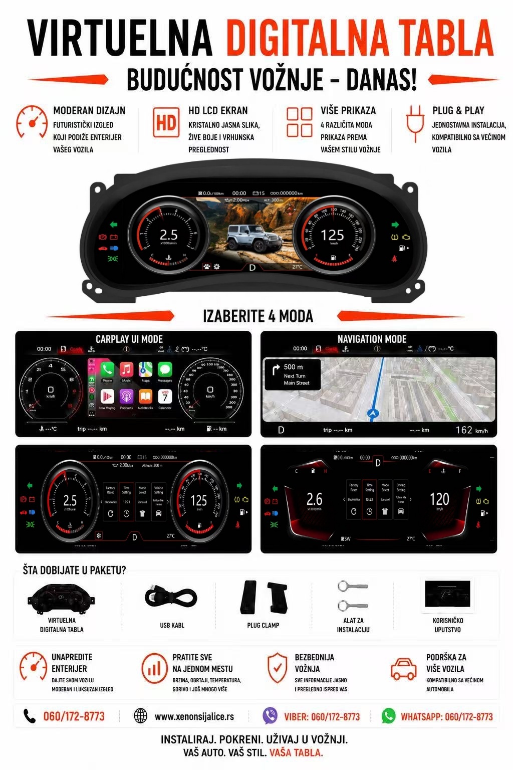 VIRTUELNA DIGITALNA TABLA JEEP WRANGLER 2011-2017
