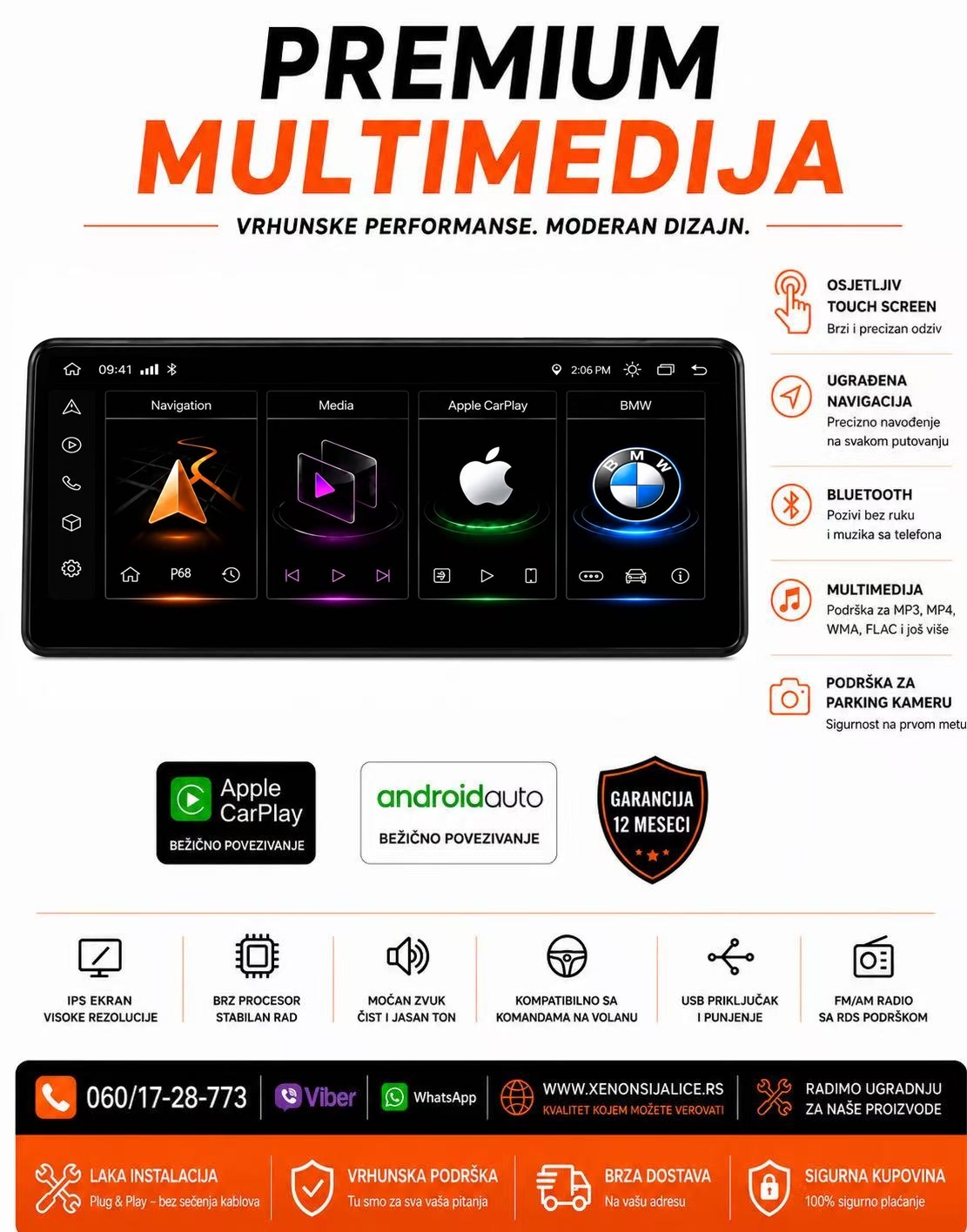 BMW X1 E84 ANDROID I CAR PLAY MULTIMEDIJA NAVIGACIJA TOUCH SCREEN 12 INCA