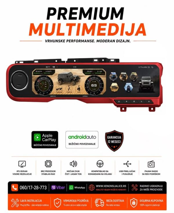 VIRTUELNA DIGITALNA TABLA MULTIMEDIJA JEEP WRANGLER