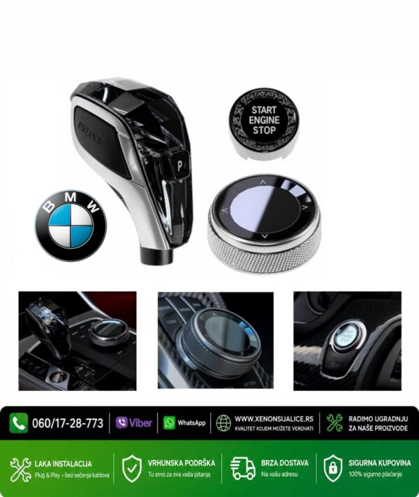 RUCICA MENJACA KRISTALNA,START STOP DUGME I DZOJSTIK BMW E SERIJA MODIFIKACIJA U G SERIJU