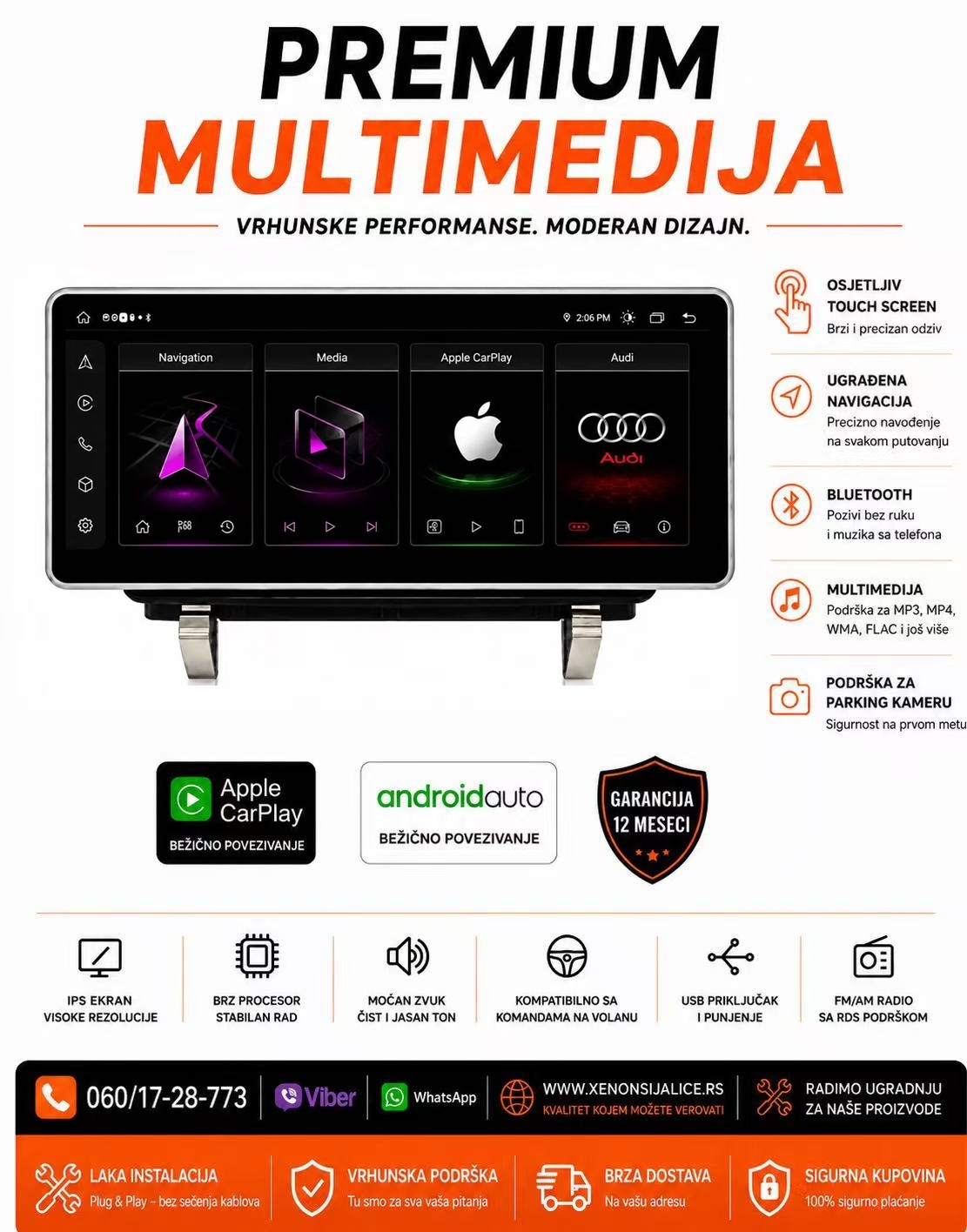 AUDI A1 ANDROID,CAR PLAY MULTIMEDIJA NAVIGACIJA TOUCH SCREEN 10 INCA