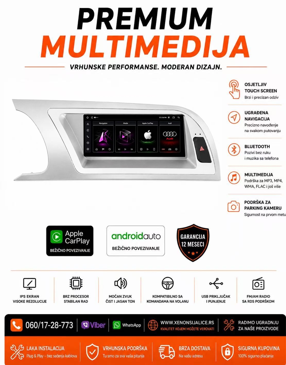 AUDI A4,A5 ANDROID,CAR PLAY MULTIMEDIJA NAVIGACIJA TOUCH SCREEN 8 INCA