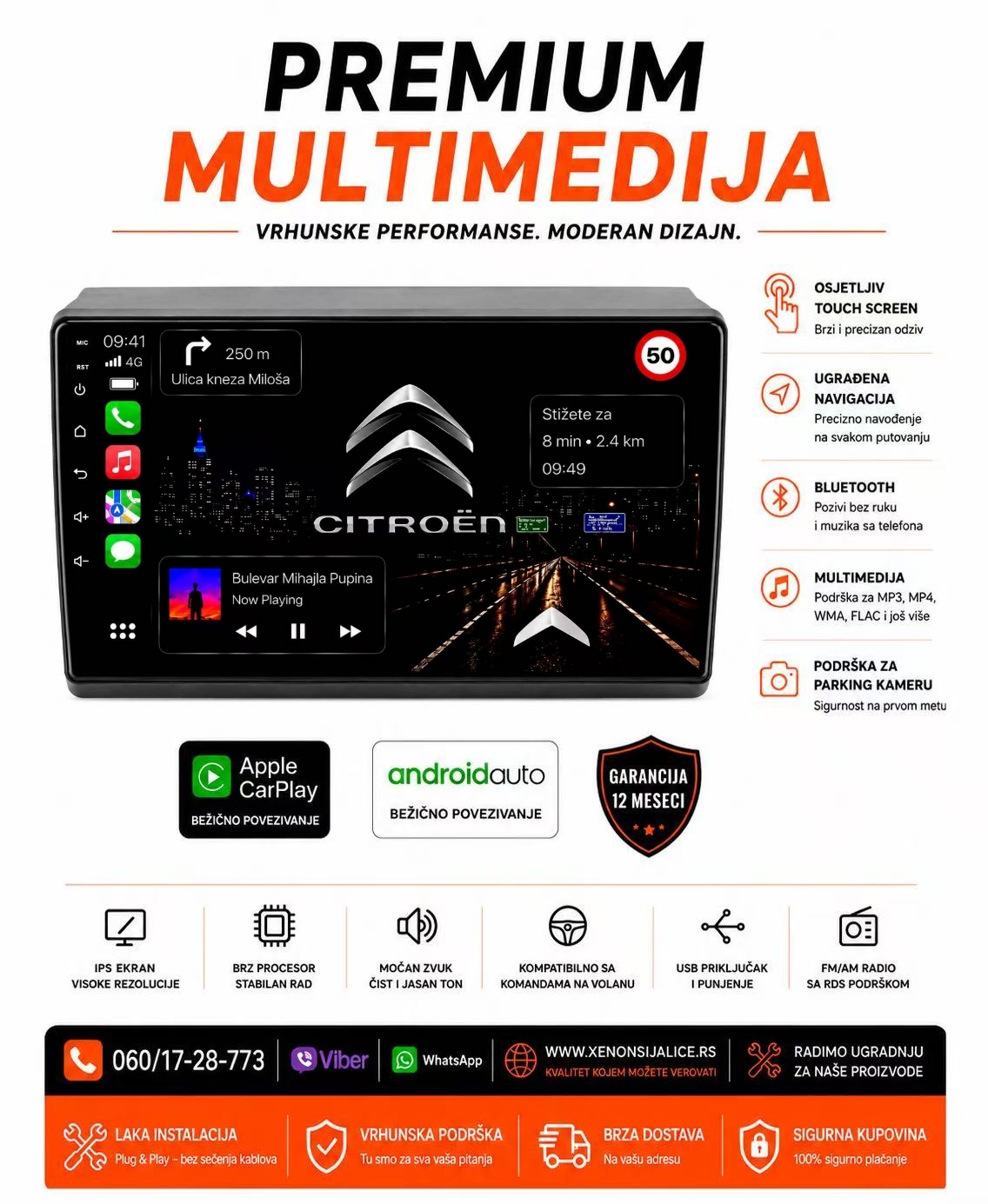CITROEN JUMPER MULTIMEDIJA ANDROID,CAR PLAY NAVIGACIJA TOUCH SCREEN 10 INCA
