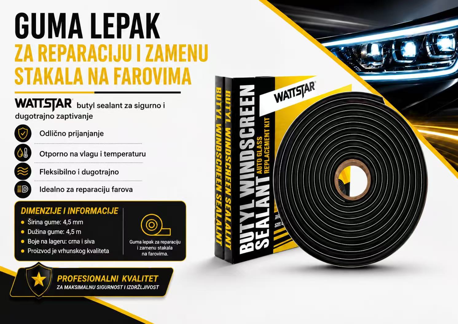 GUMA LEPAK ZA REPARACIJU ZAMENU STAKALA NA FAROVIMA