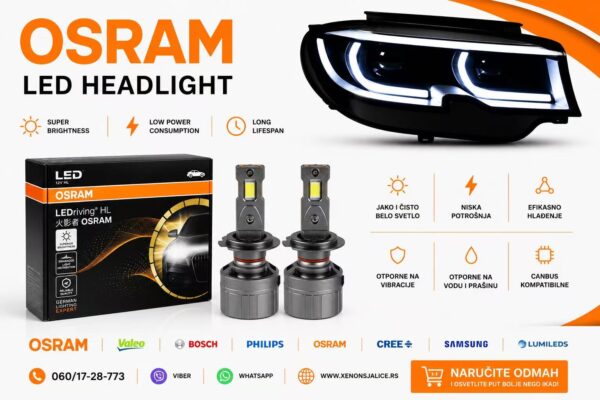 H7 LED SIJALICE OSRAM 12000 LUMENA CAN BUS 12V-24V
