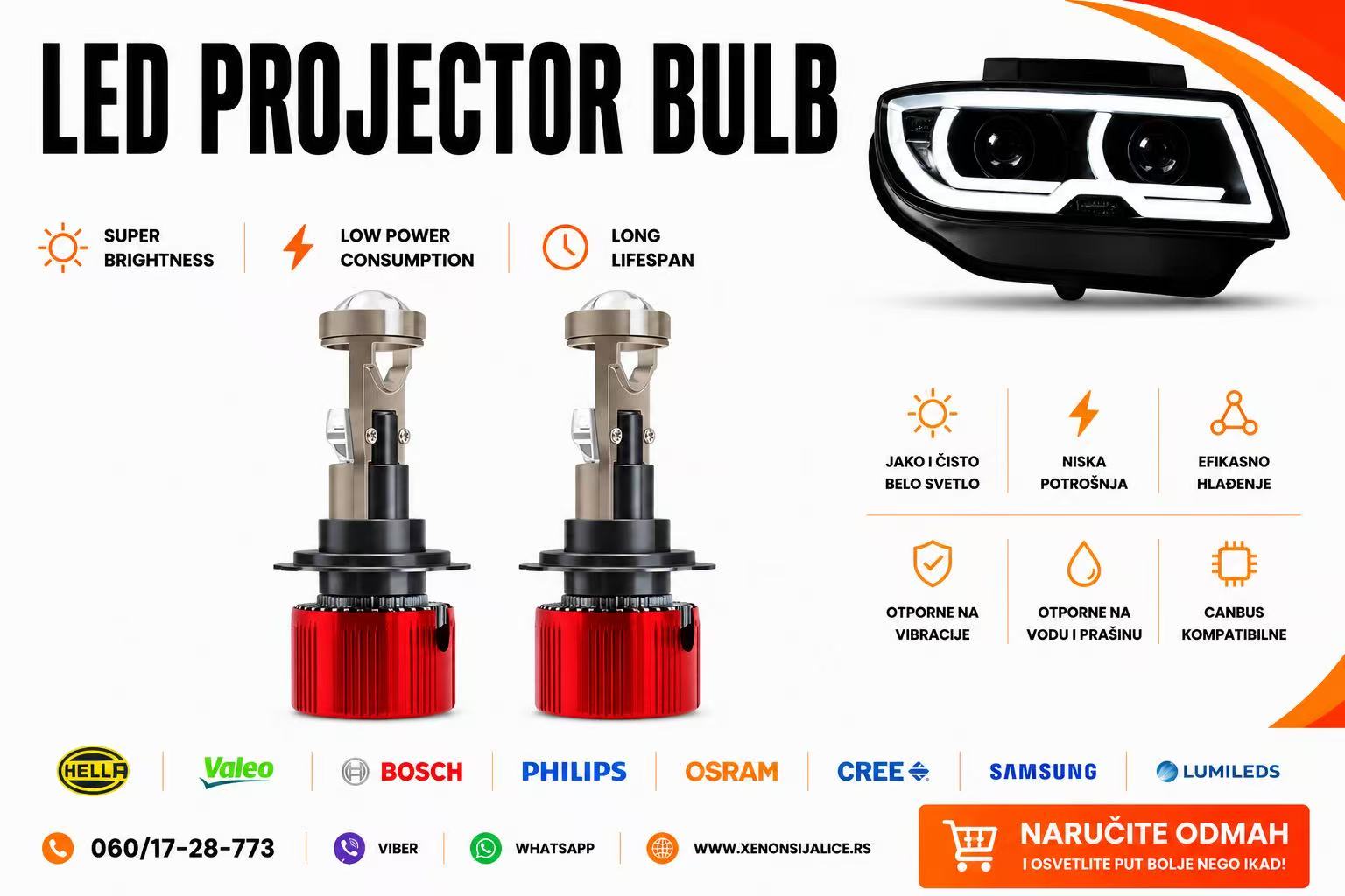 H7 LED SIJALICE SA SOCIVOM 6000 LUMENA CAN BUS 12V-24V