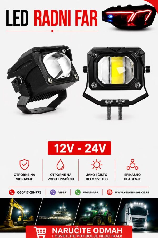 LED FAR 7CM X 6CM 30W RADNI FAR WORKING LIGHT RADNO SVETLO