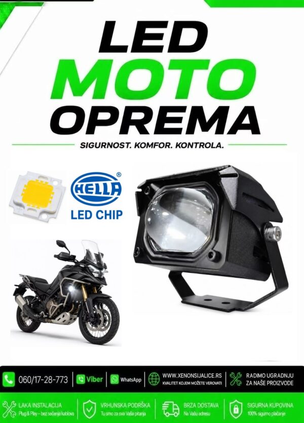 UNIVERZALNI LED FAR ZA MOTORE SA NOSACEM 30W LED MOTO FAR