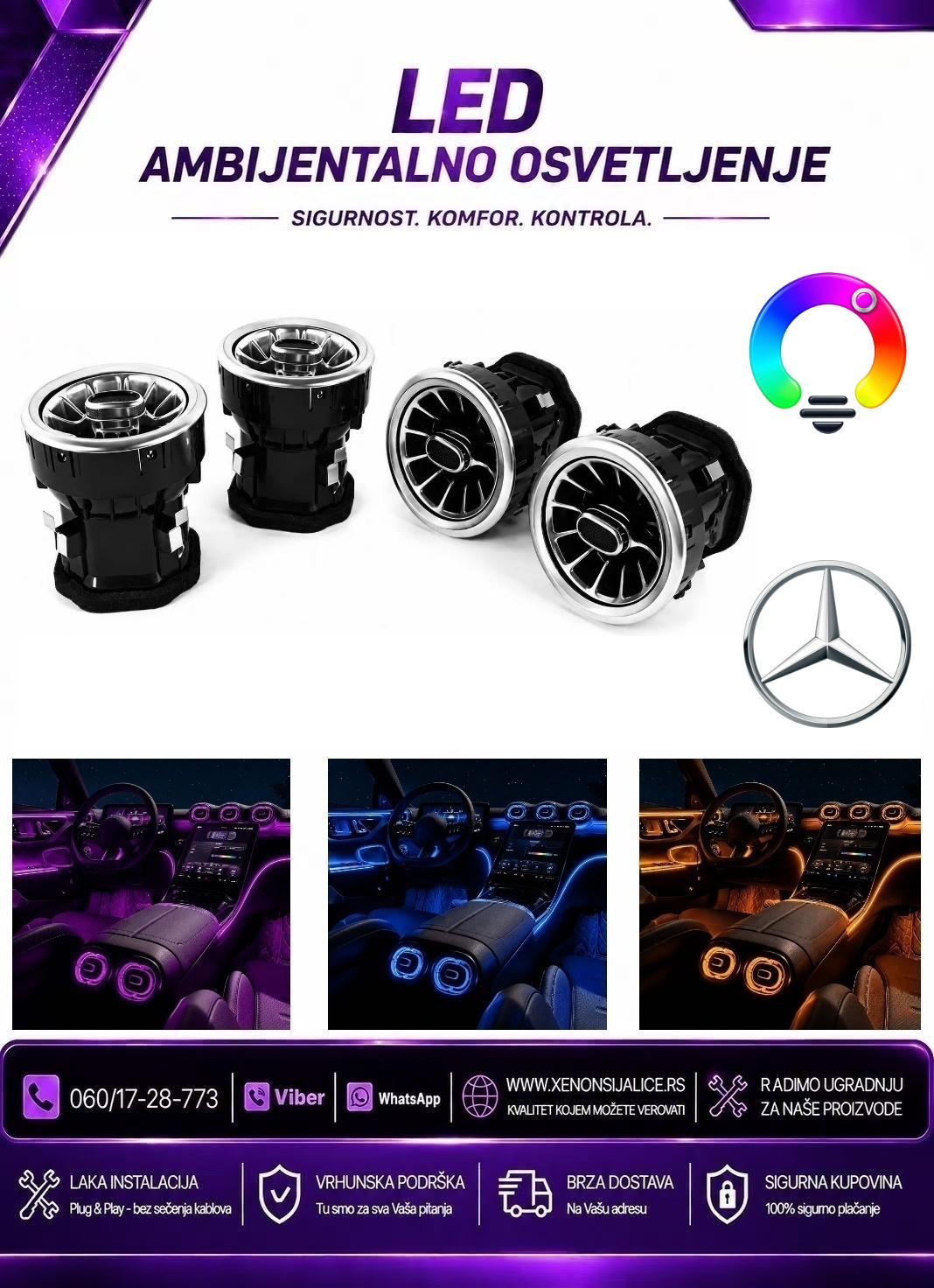 LED AMBIJENTALNO OSVETLJENJE MERCEDES V KLASA W447