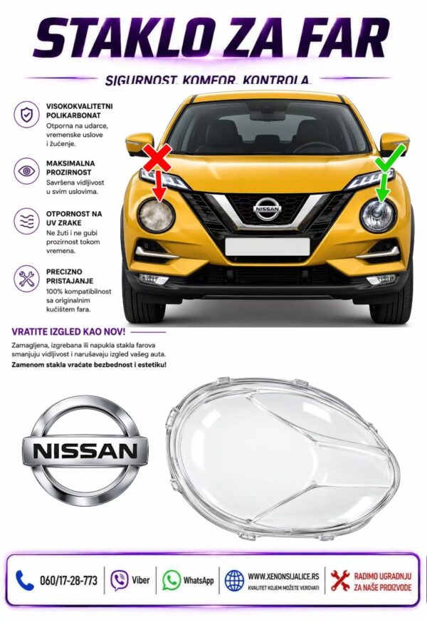 STAKLO FARA NISSAN JUKE 18-25 STAKLO ZA FAR