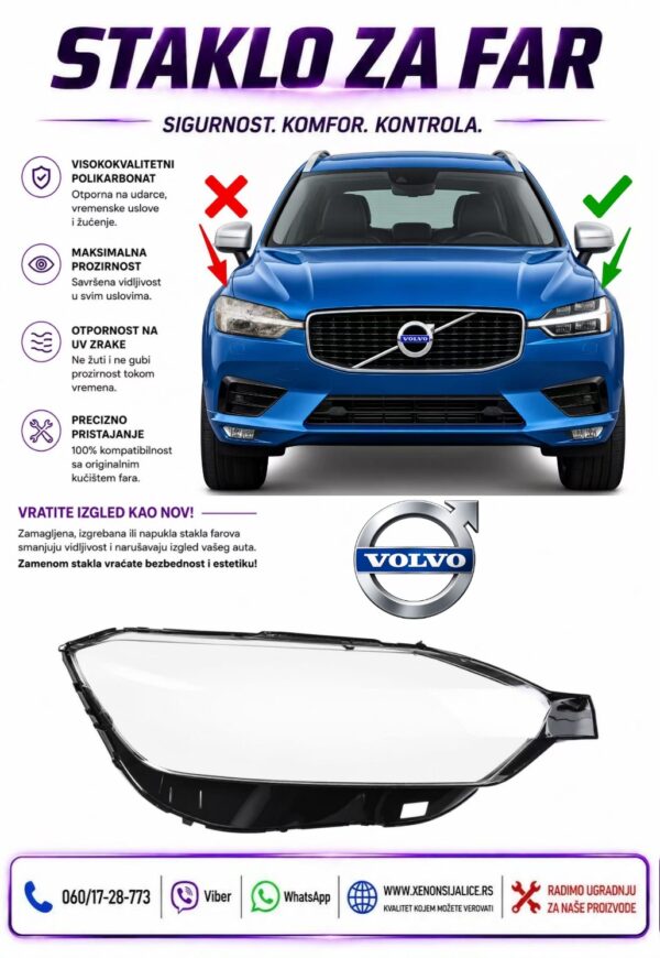 STAKLO FARA VOLVO XC60 17-21 STAKLO ZA FAR