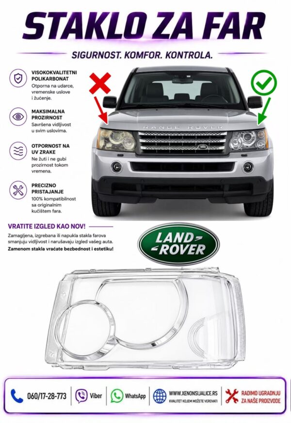 STAKLO FARA LAND ROVER RANGE ROVER SPORT 05-10 STAKLO ZA FAR