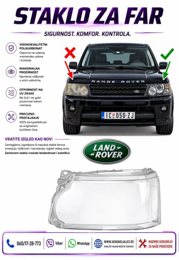 STAKLO FARA LAND ROVER RANGE ROVER SPORT 10-13 STAKLO ZA FAR