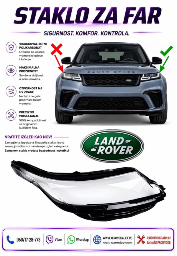 STAKLO FARA LAND ROVER RANGE ROVER VELAR 17-24 STAKLO ZA FAR