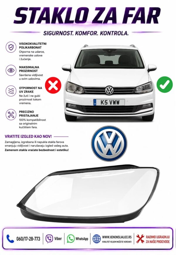 STAKLO FARA VW SHARAN 10-19 STAKLO ZA FAR