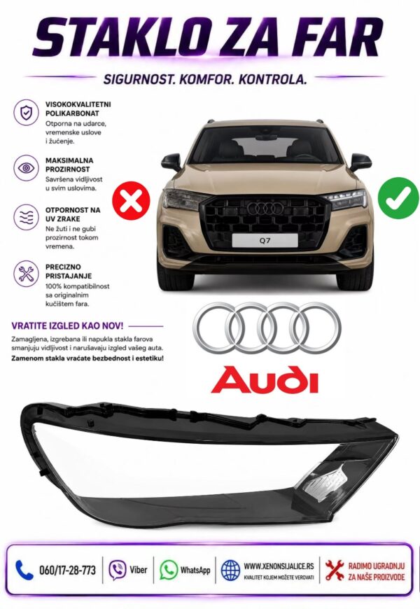 STAKLO FARA AUDI Q7 20-25 STAKLO ZA FAR
