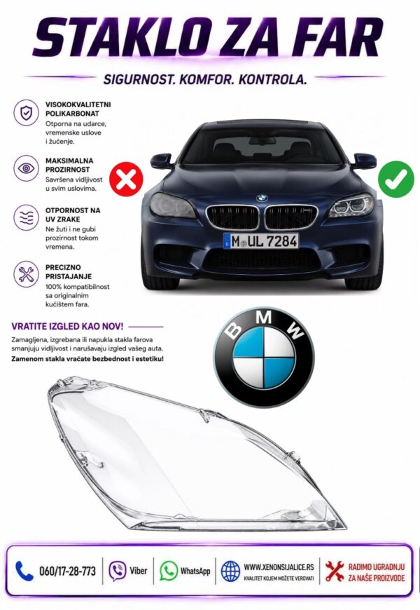 STAKLO FARA BMW 6 F12/F13 10-15 STAKLO ZA FAR