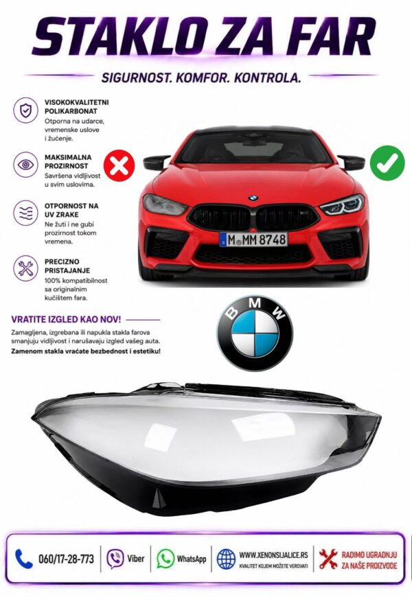 STAKLO FARA BMW 8 G14-G15-G16 18-25 STAKLO ZA FAR