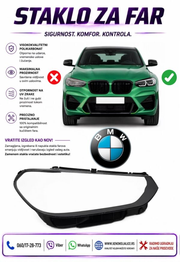 STAKLO FARA BMW X3 G01 21-24 STAKLO ZA FAR