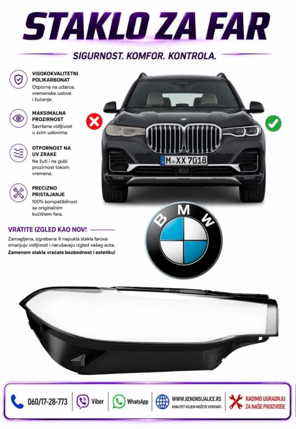 STAKLO FARA BMW X7 G07 19-22 STAKLO ZA FAR