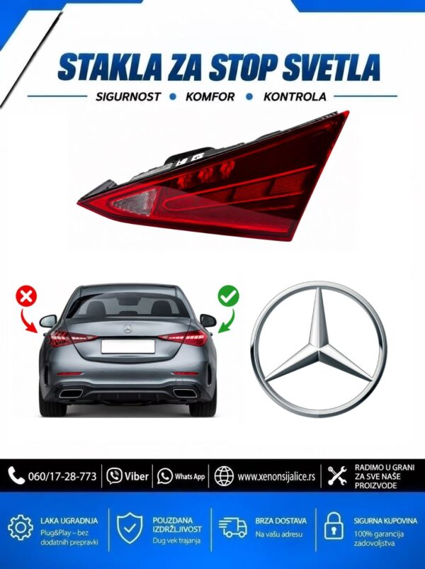 STAKLO ZA STOP SVETLO UNUTRASNJE MERCEDES C KLASA W206 21-25