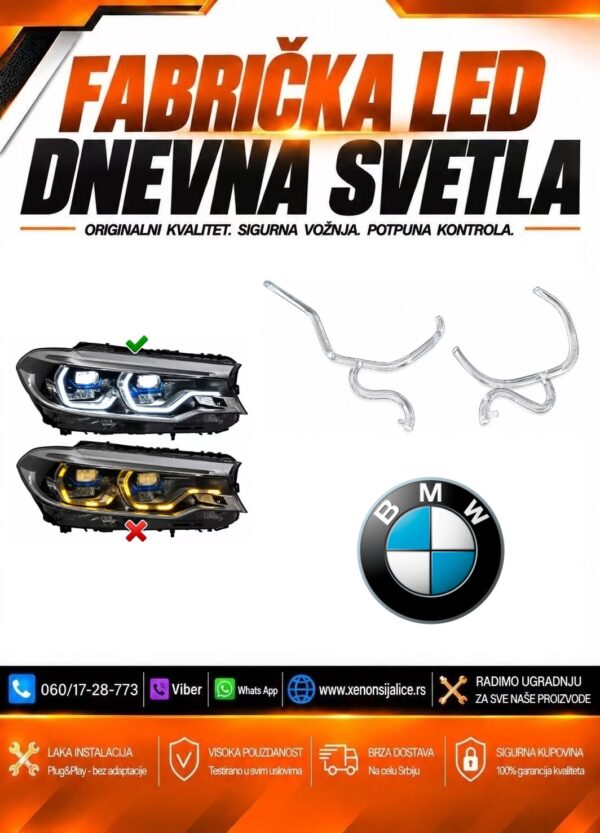 LED DNEVNO SVETLO FABRICKI MODEL U FARU LED PRSTENOVI BMW 5 G30 17-20 LED