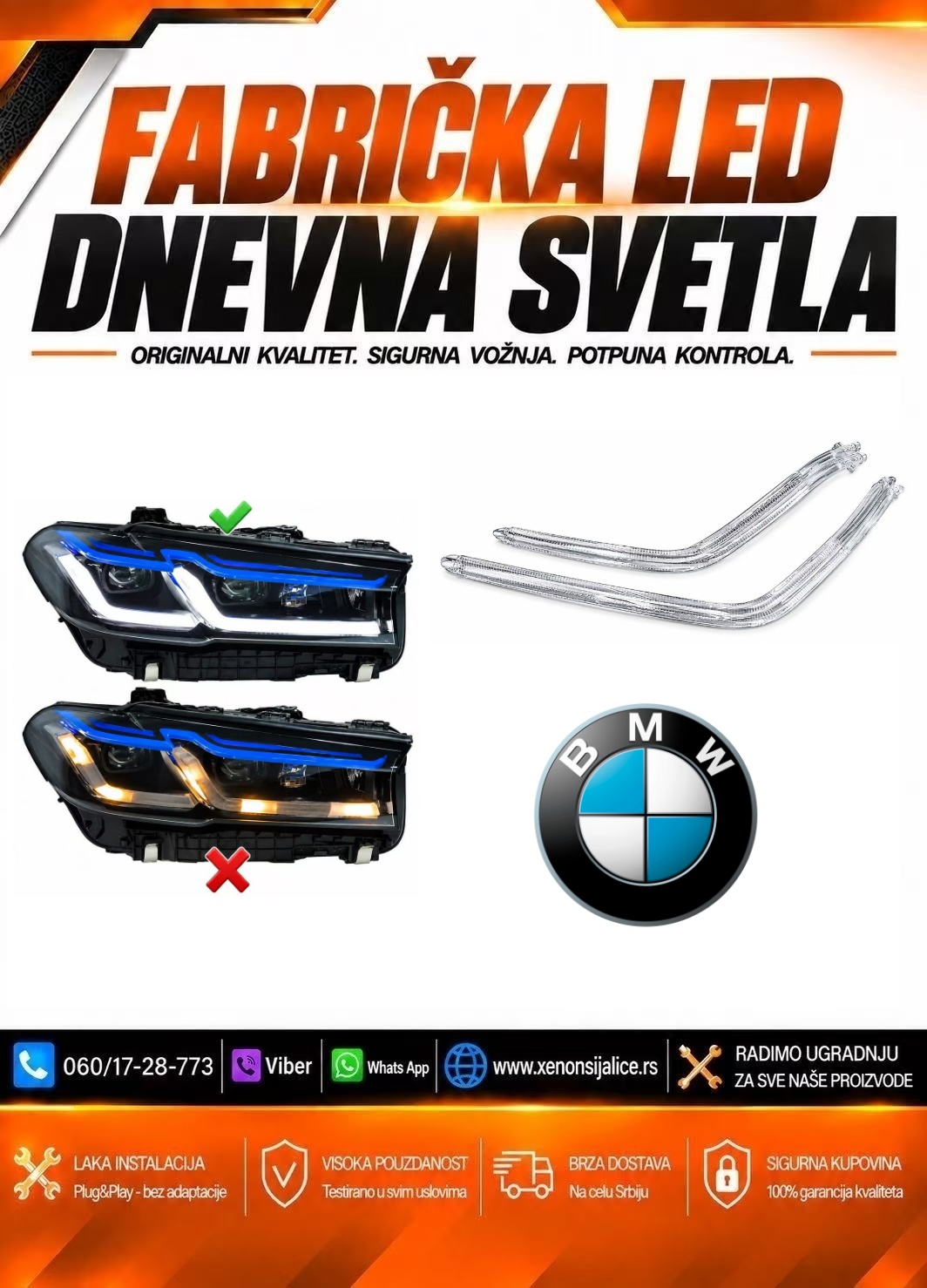 LED DNEVNO SVETLO FABRICKI MODEL U FARU LED PRSTENOVI BMW 5 G30 20-23 LED