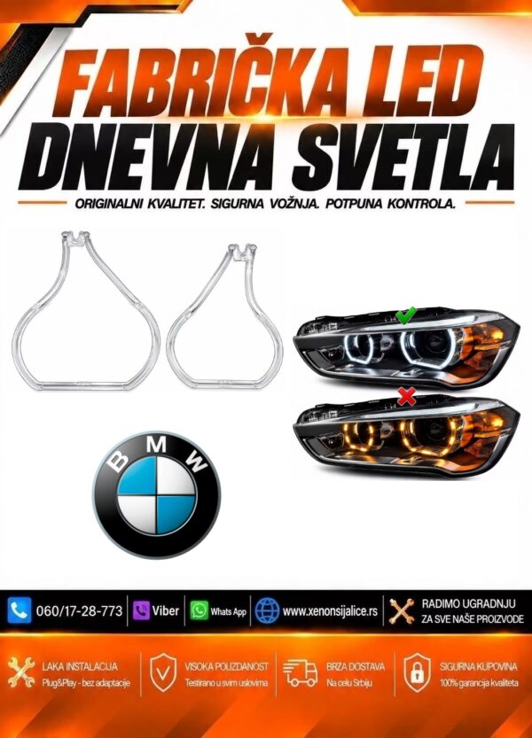 LED DNEVNO SVETLO FABRICKI MODEL U FARU LED PRSTENOVI BMW X1 F48 15-19 LED