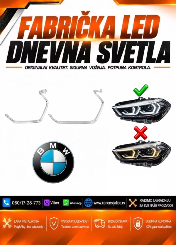 LED DNEVNO SVETLO FABRICKI MODEL U FARU LED PRSTENOVI BMW 1 F40 19-24 LED