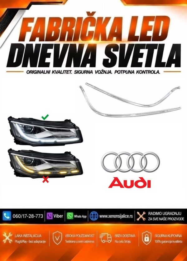LED DNEVNO SVETLO FABRICKI MODEL U FARU AUDI A8 13-18 XENON