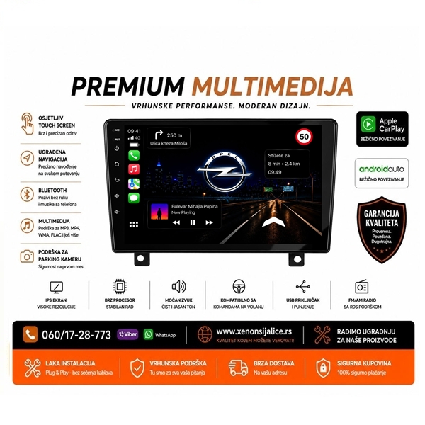 OPEL MULTIMEDIJA ANDROID,CAR PLAY NAVIGACIJA TOUCH SCREEN 10 INCA