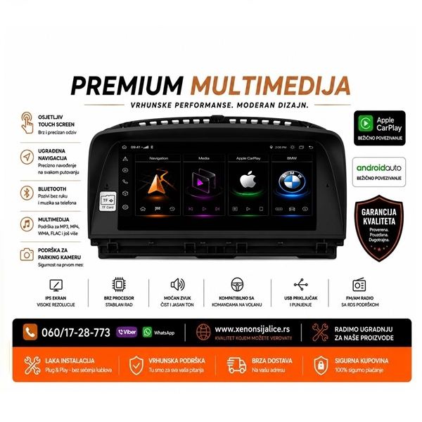 BMW 7 E65 ANDROID,CAR PLAY MULTIMEDIJA NAVIGACIJA TOUCH SCREEN 10 INCA