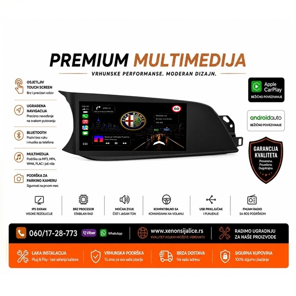ALFA ROMEO GIULIA MULTIMEDIJA ANDROID,CAR PLAY NAVIGACIJA TOUCH SCREEN 10 INCA