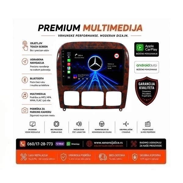MERCEDES S KLASA MULTIMEDIJA ANDROID,CAR PLAY NAVIGACIJA TOUCH SCREEN 10 INCA