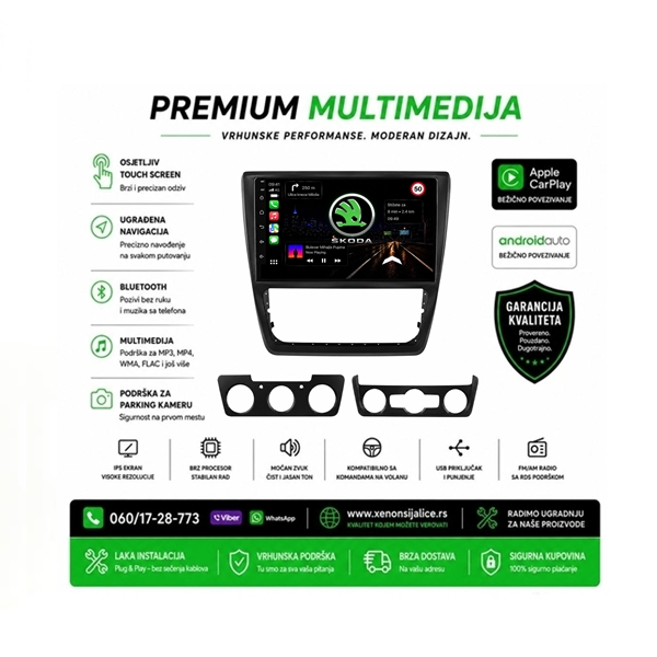 SKODA YETI MULTIMEDIJA ANDROID,CAR PLAY NAVIGACIJA TOUCH SCREEN 10 INCA